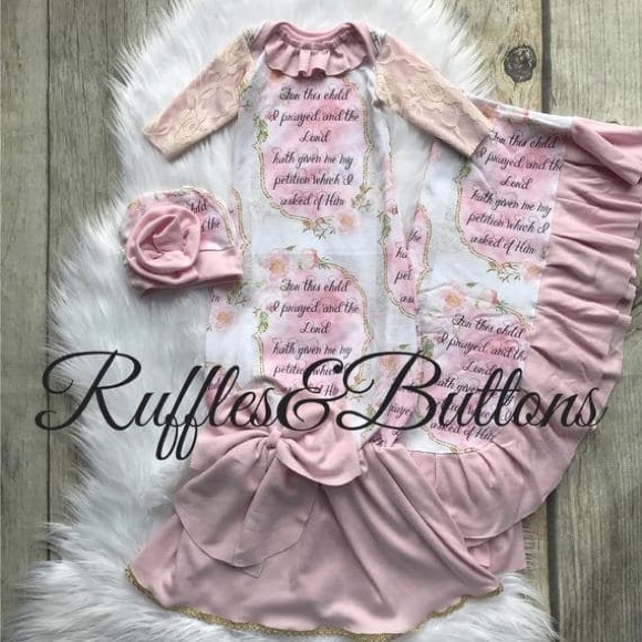 Ruffles and buttons gown set